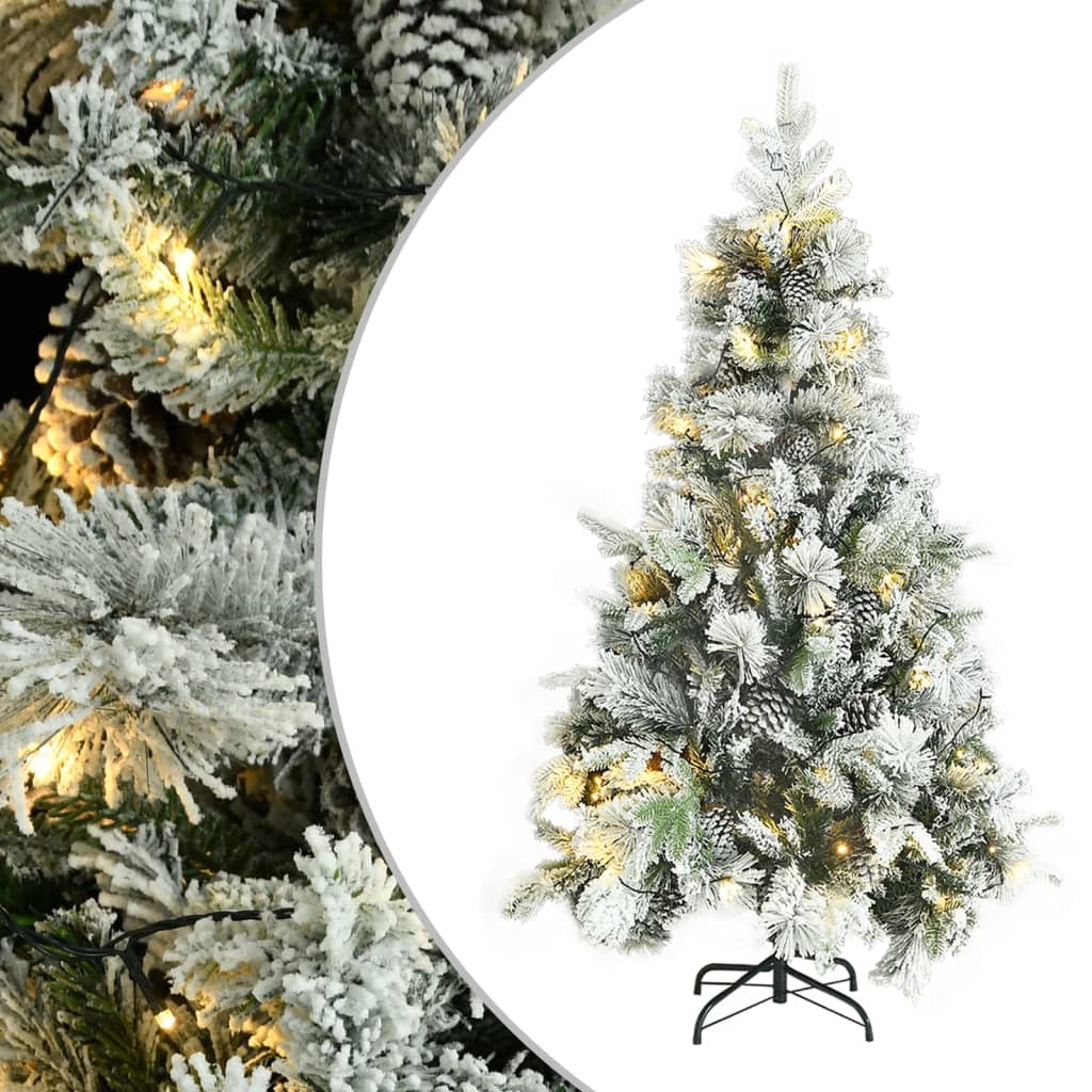Sapin de Noël pré-éclairé avec neige floquée/cônes 195cm PVC/PE - XIOS