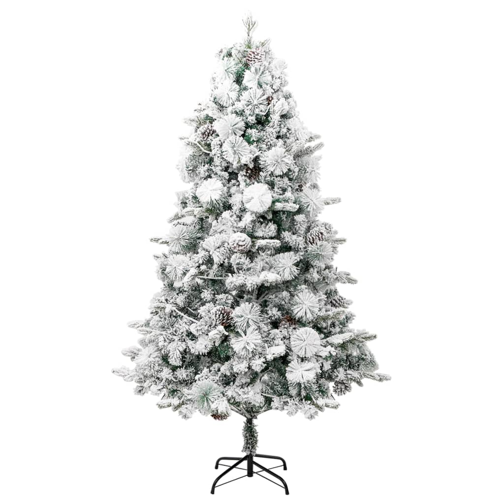 Sapin de Noël pré-éclairé avec neige floquée/cônes 195cm PVC/PE - XIOS