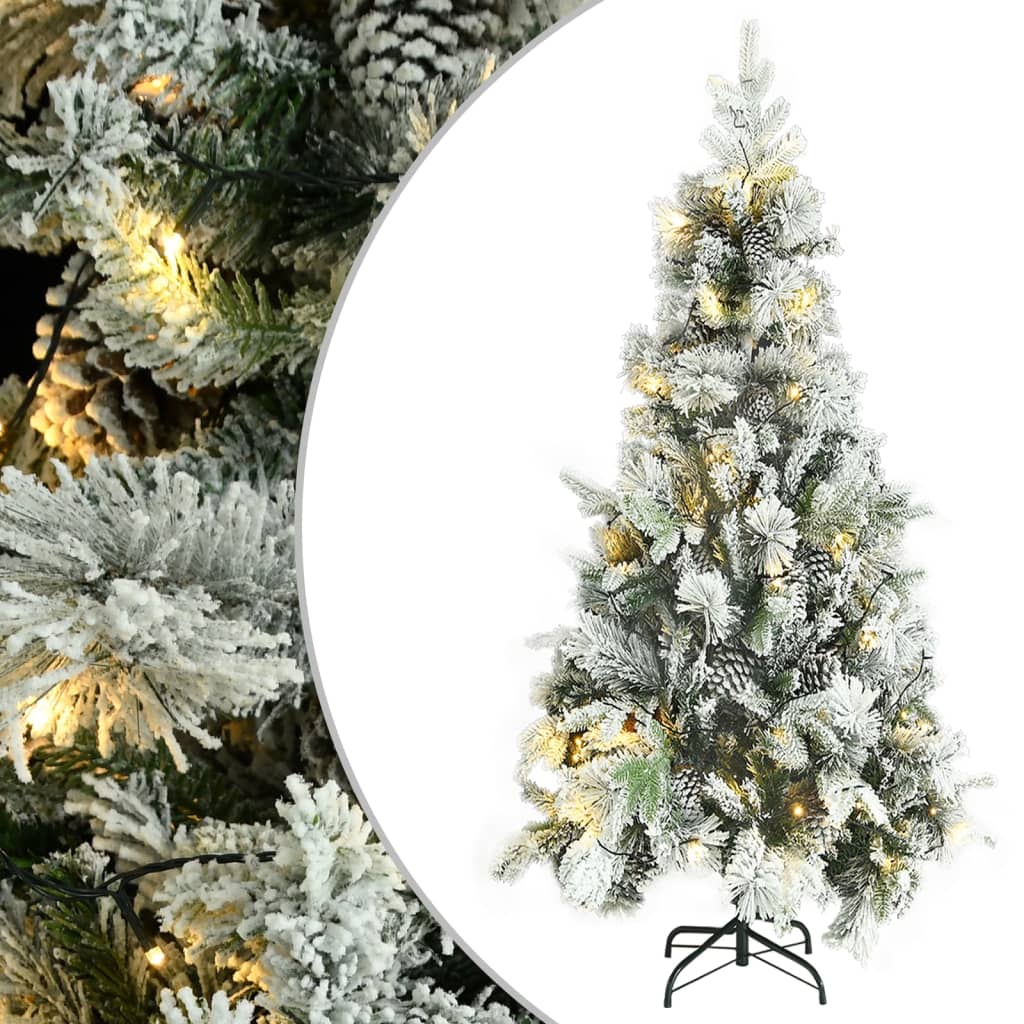 Sapin de Noël pré-éclairé avec neige floquée/cônes 225cm PVC/PE - XIOS