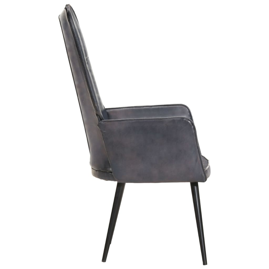 Chaise à oreilles Gris Cuir véritable - XIOS
