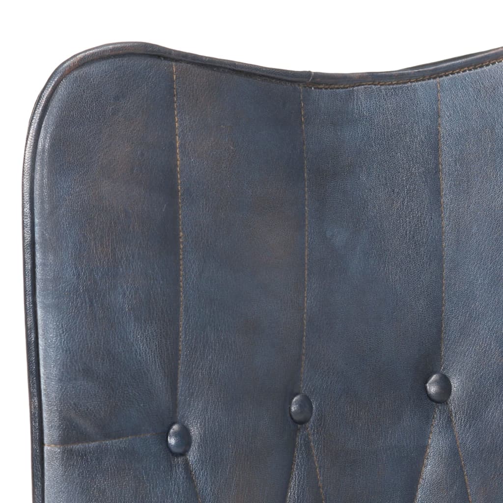Chaise à oreilles Gris Cuir véritable - XIOS