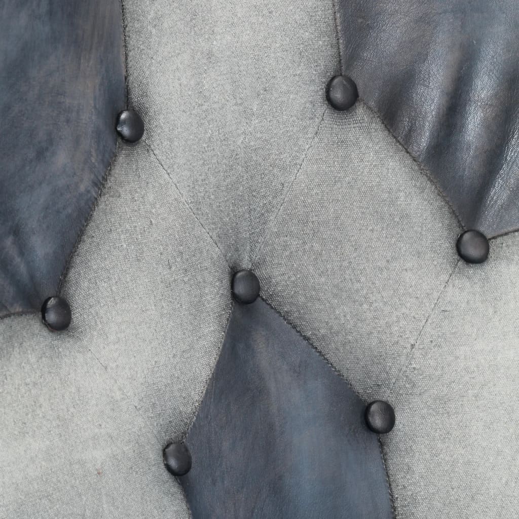 Chaise à oreilles Gris Cuir véritable - XIOS