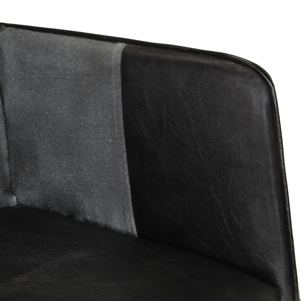 Chaise à oreilles Noir et gris Cuir véritable - XIOS