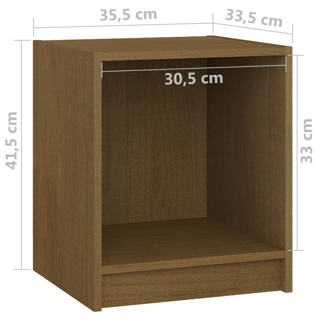 Table de chevet Marron miel 35,5x33,5x41,5cm Bois de pin massif - XIOS