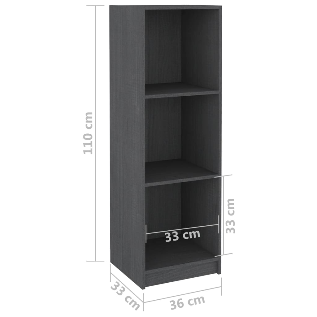 Bibliothèque/Séparateur de pièce gris 36x33x110 cm pin massif - XIOS