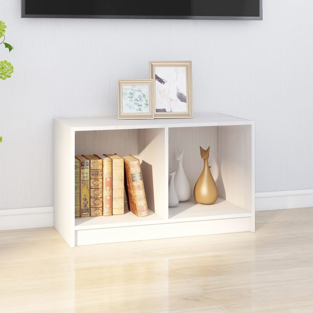 Meuble TV Blanc 70x33x42 cm Bois de pin massif - XIOS