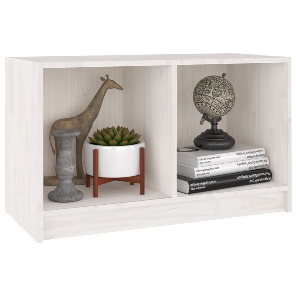 Meuble TV Blanc 70x33x42 cm Bois de pin massif - XIOS