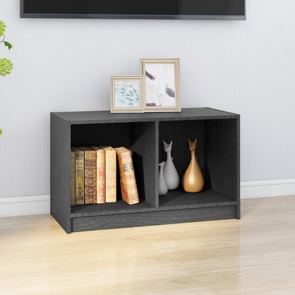 Meuble TV Gris 70x33x42 cm Bois de pin massif - XIOS