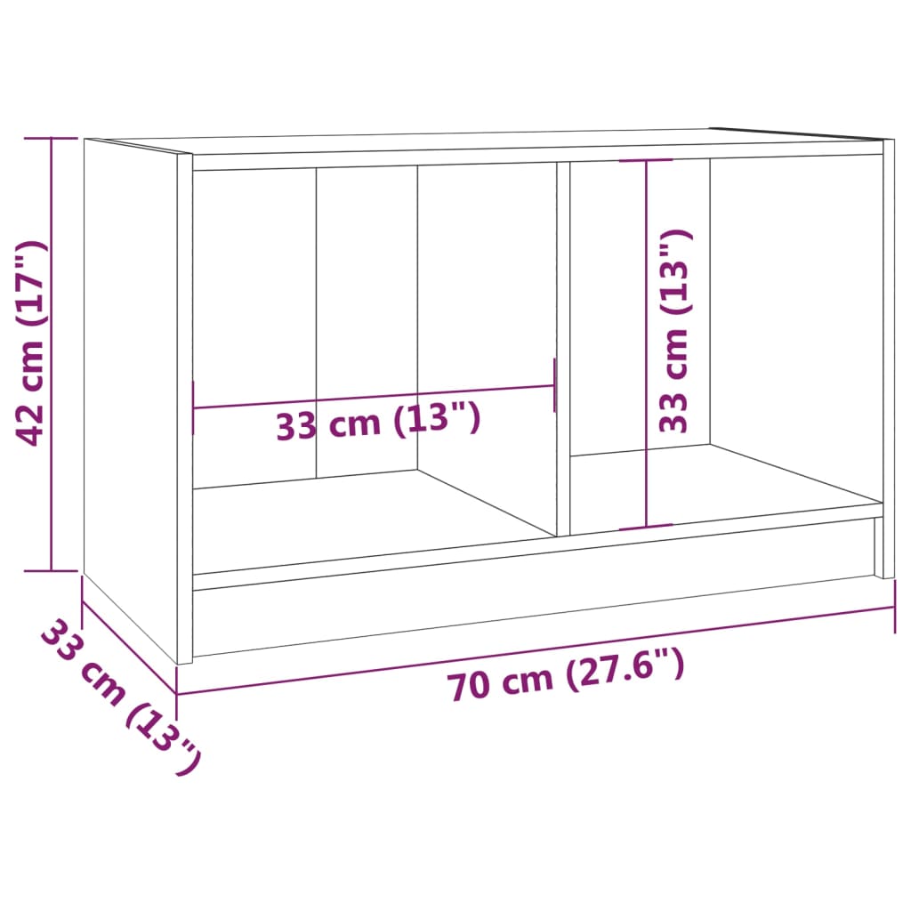 Meuble TV Gris 70x33x42 cm Bois de pin massif - XIOS