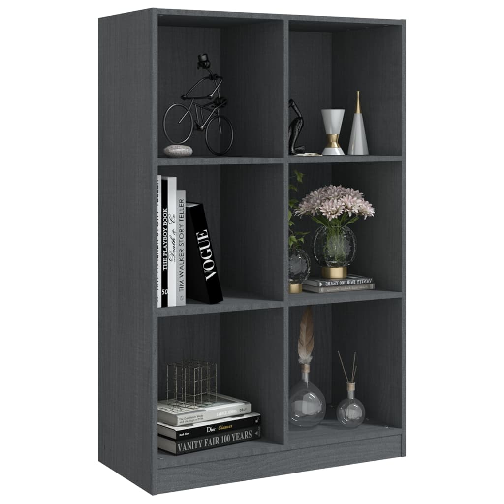 Bibliothèque Gris 70x33x110 cm Bois de pin massif - XIOS