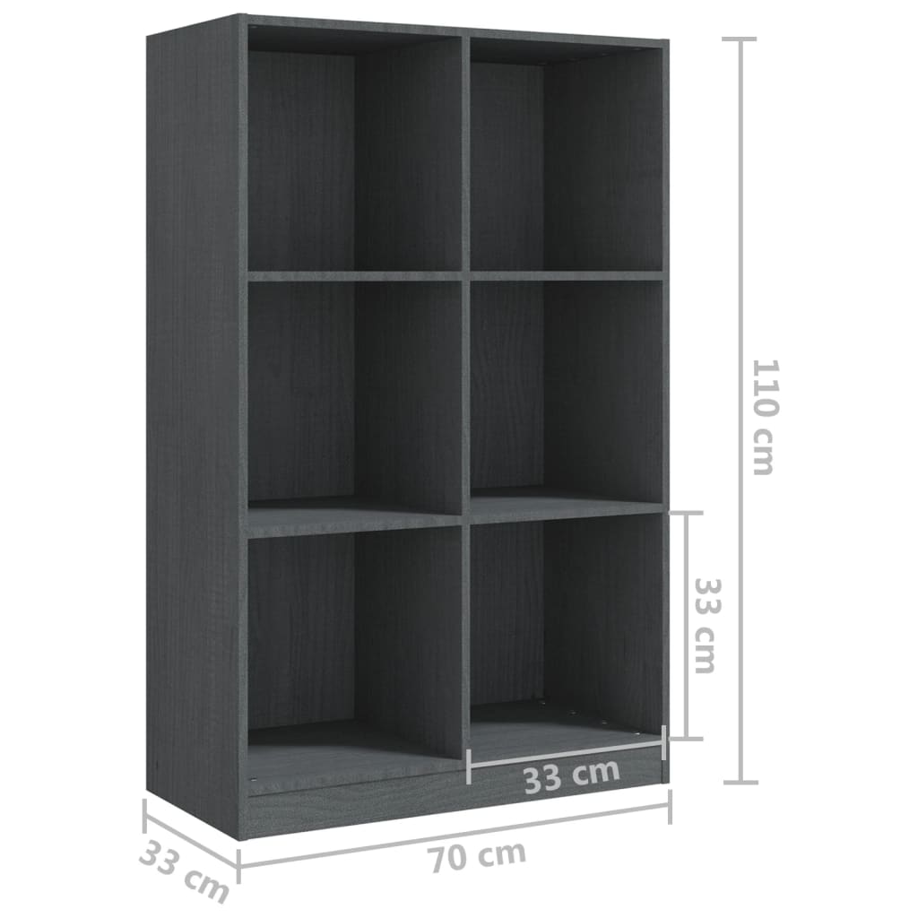 Bibliothèque Gris 70x33x110 cm Bois de pin massif - XIOS