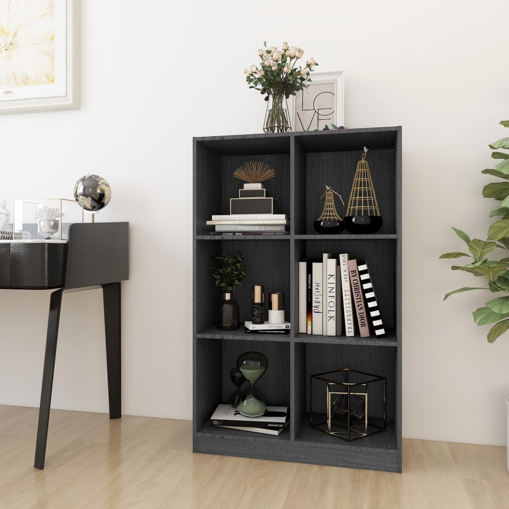 Bibliothèque Gris 70x33x110 cm Bois de pin massif - XIOS
