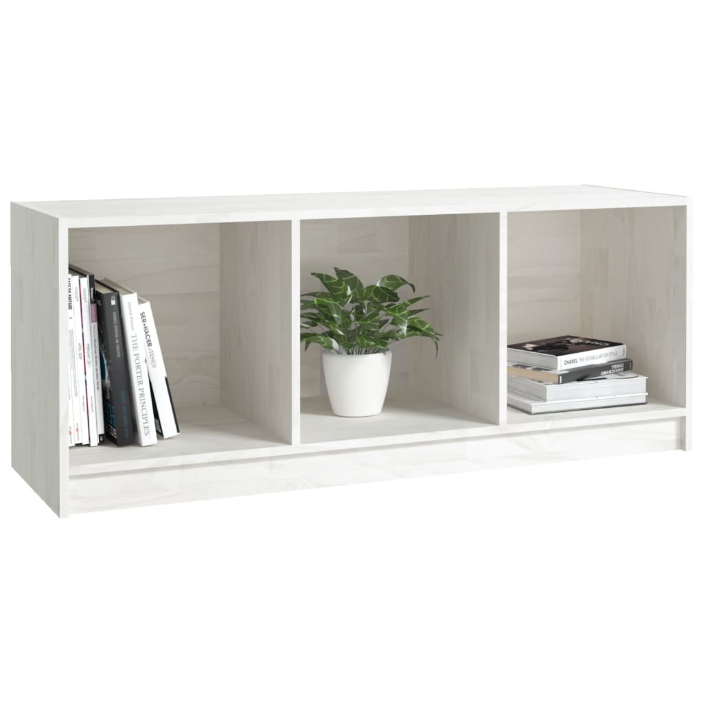 Meuble TV Blanc 104x33x41 cm Bois de pin massif - XIOS
