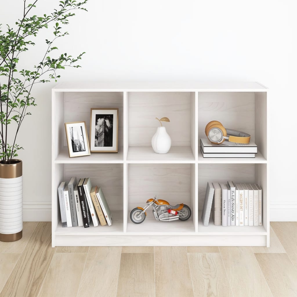 Bibliothèque Blanc 104x33x76 cm bois de pin massif - XIOS