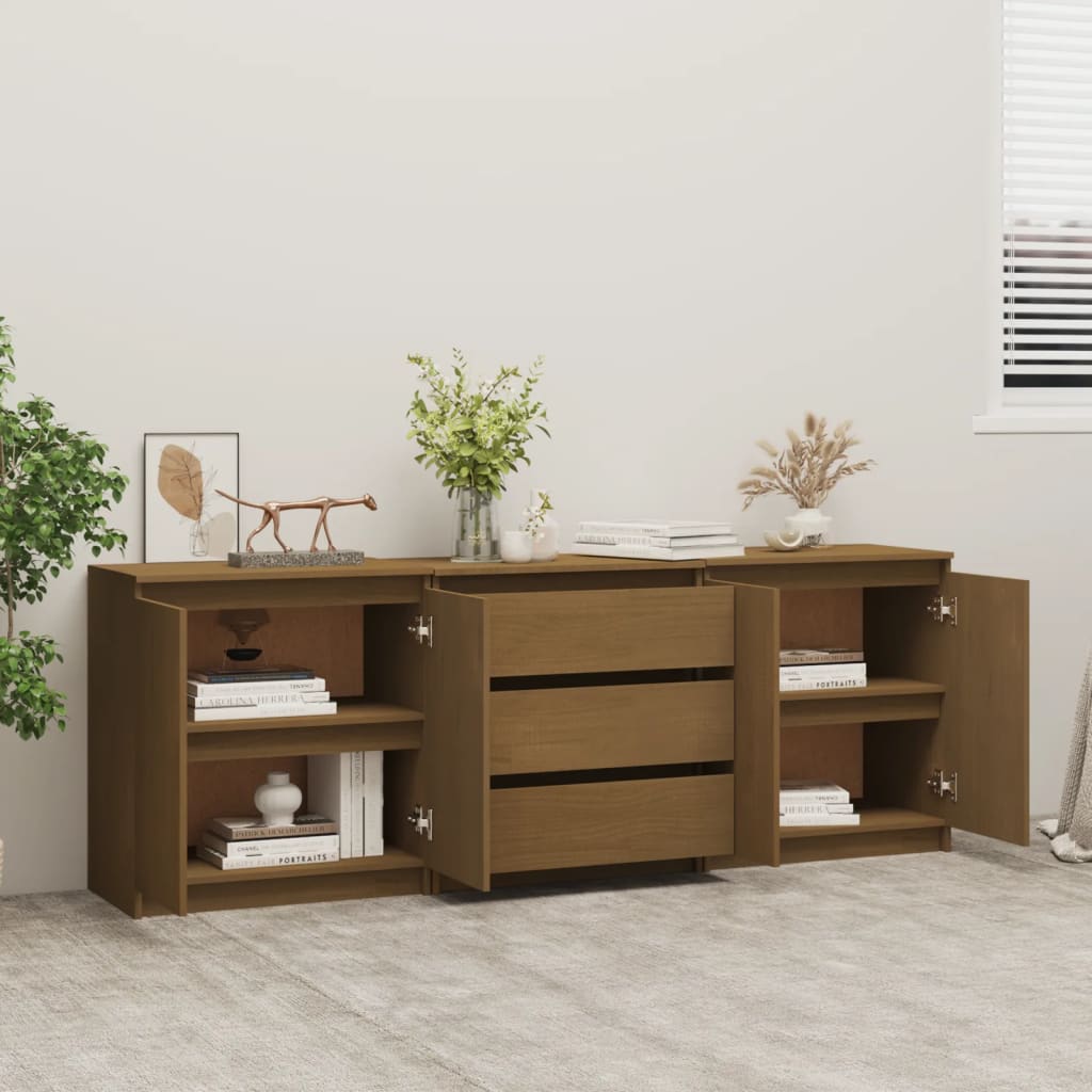 Armoire d'appoint Marron miel 180x36x65 cm Bois de pin massif - XIOS