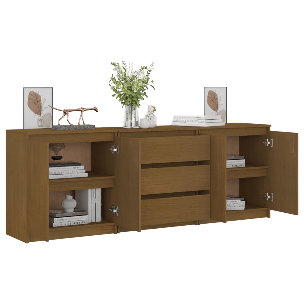 Armoire d'appoint Marron miel 180x36x65 cm Bois de pin massif - XIOS