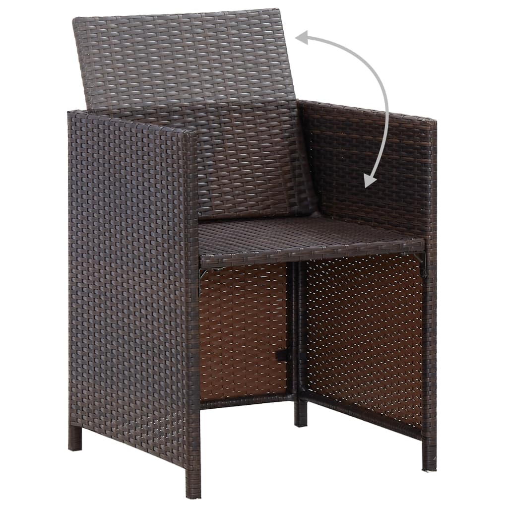 Ensemble à manger de jardin et coussins 3 pcs Marron