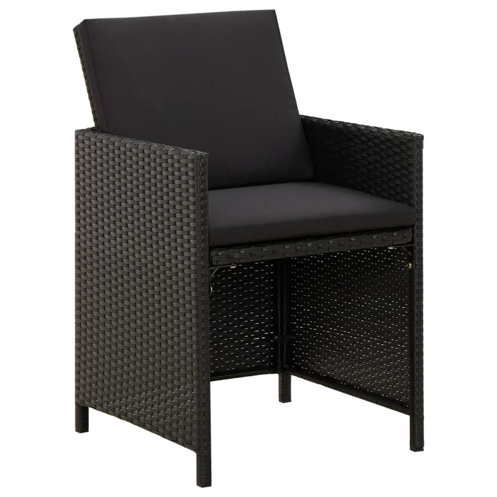 Ensemble à manger de jardin avec coussins 3 pcs noir