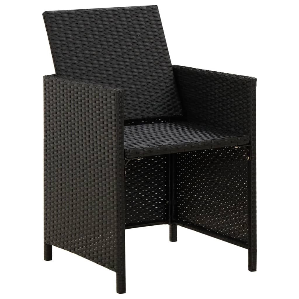 Ensemble à manger de jardin avec coussins 3 pcs noir