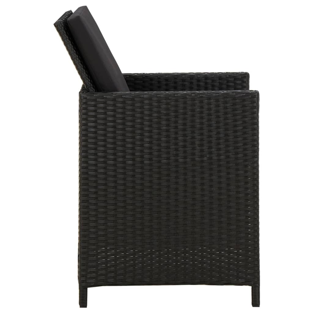 Ensemble à manger de jardin avec coussins 3 pcs noir