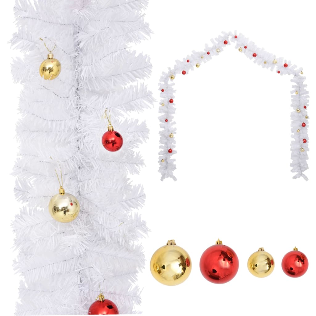 Guirlande de Noël décorée avec boules Blanc 5 m - XIOS