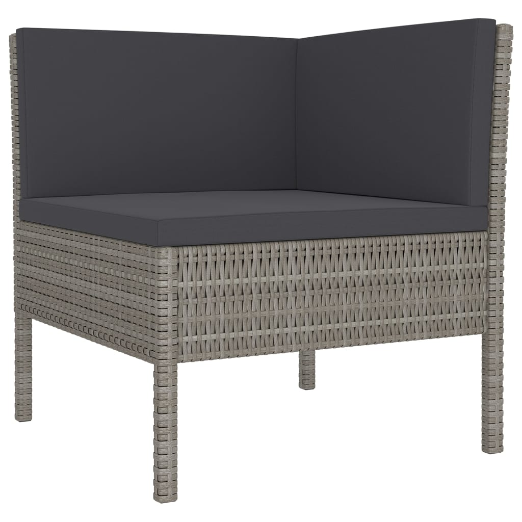 Salon de jardin 6 pcs avec coussins résine tressée gris Salons de jardin vidaXL