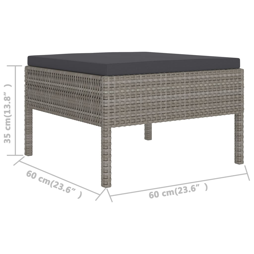 Salon de jardin 5 pcs avec coussins résine tressée gris