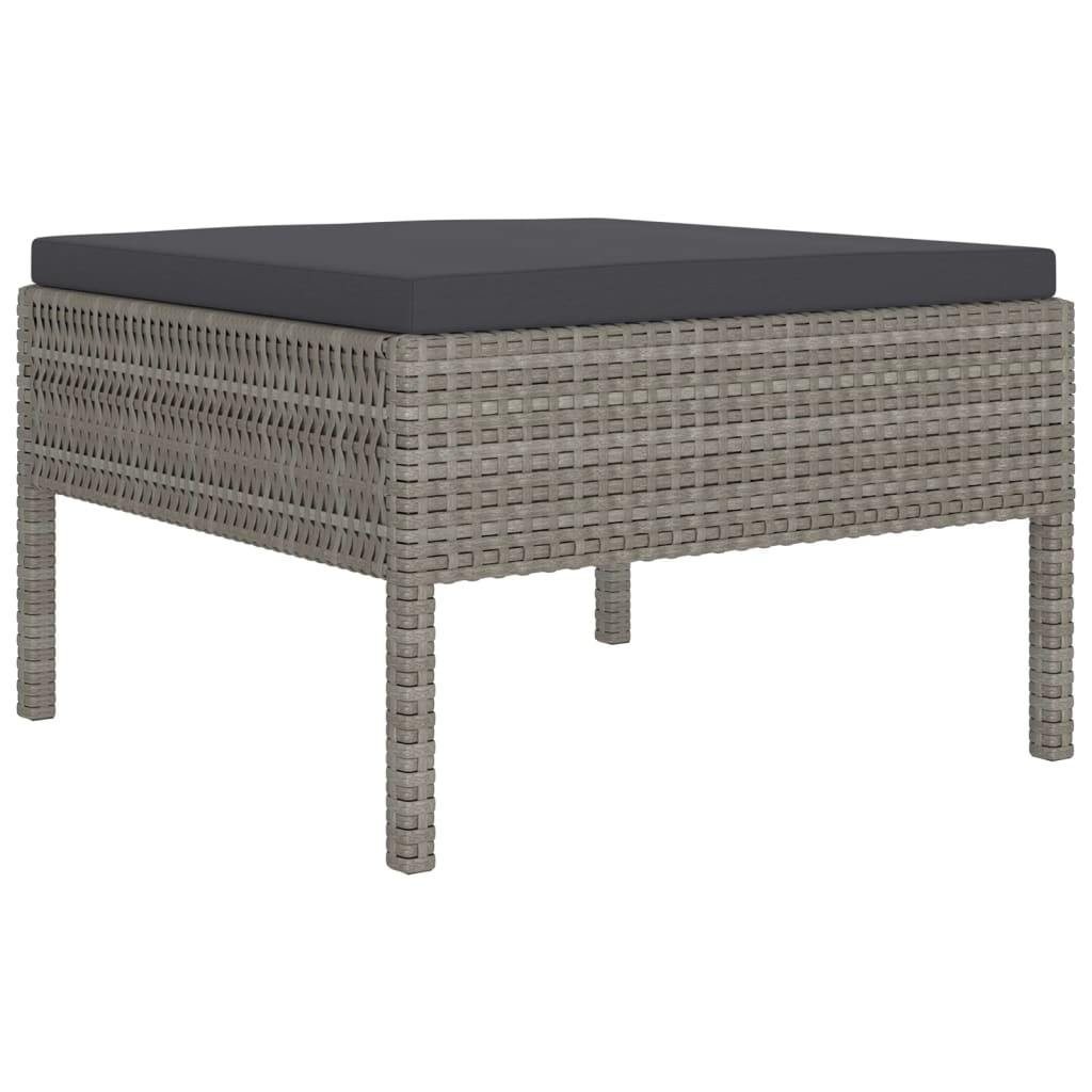 Salon de jardin 8 pcs avec coussins résine tressée gris