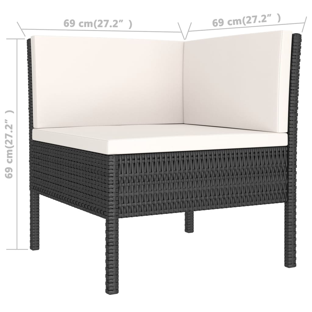 Salon de jardin 8 pcs avec coussins résine tressée noir