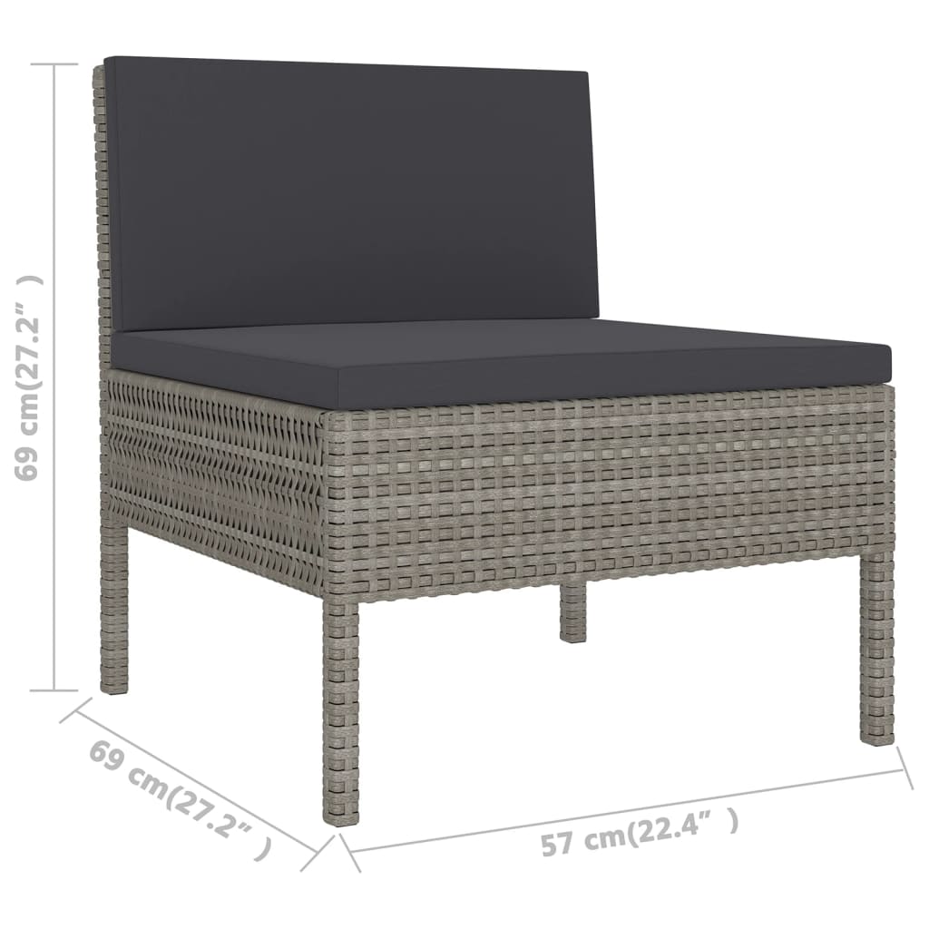 Salon de jardin 13 pcs avec coussins résine tressée gris