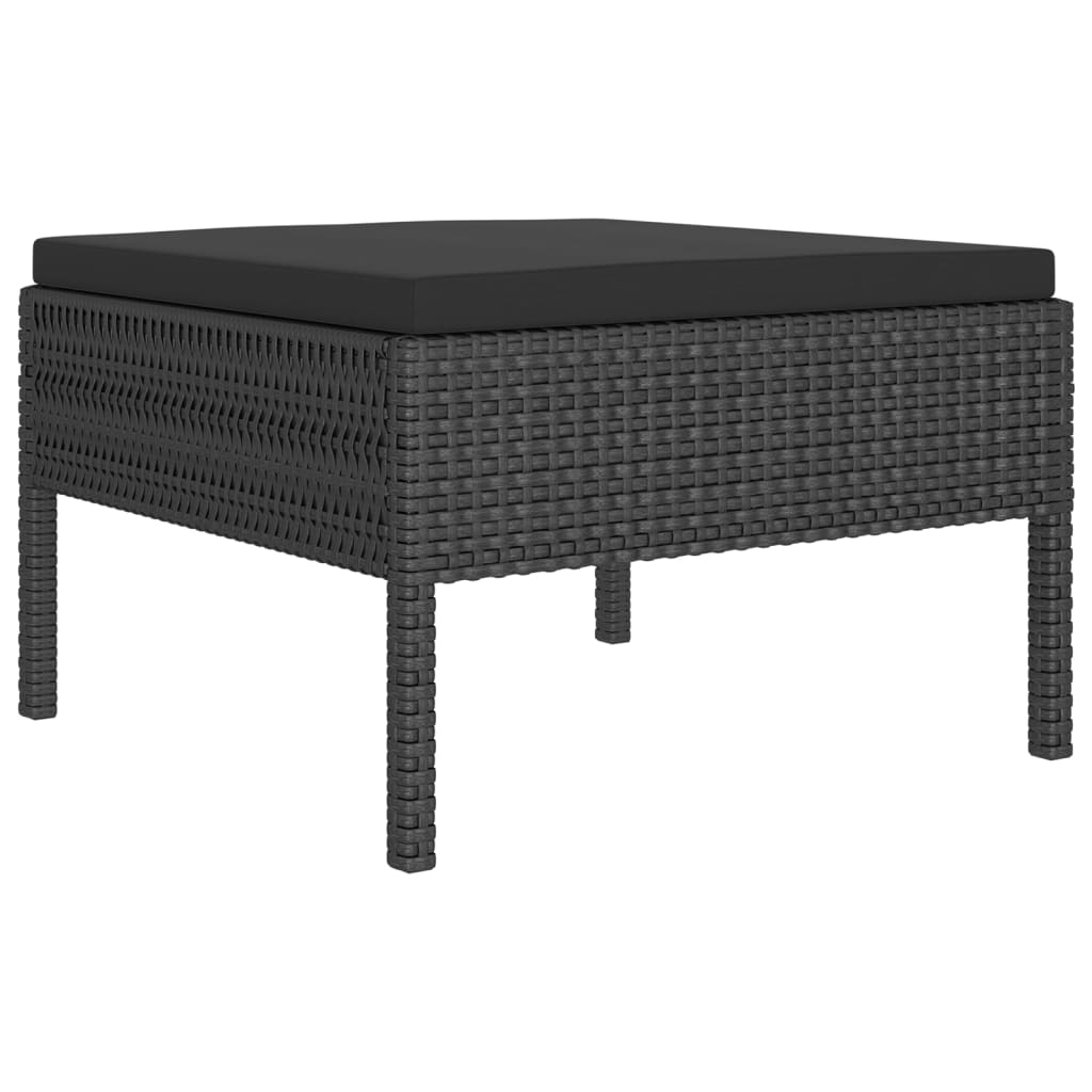 Salon de jardin 8 pcs avec coussins résine tressée noir