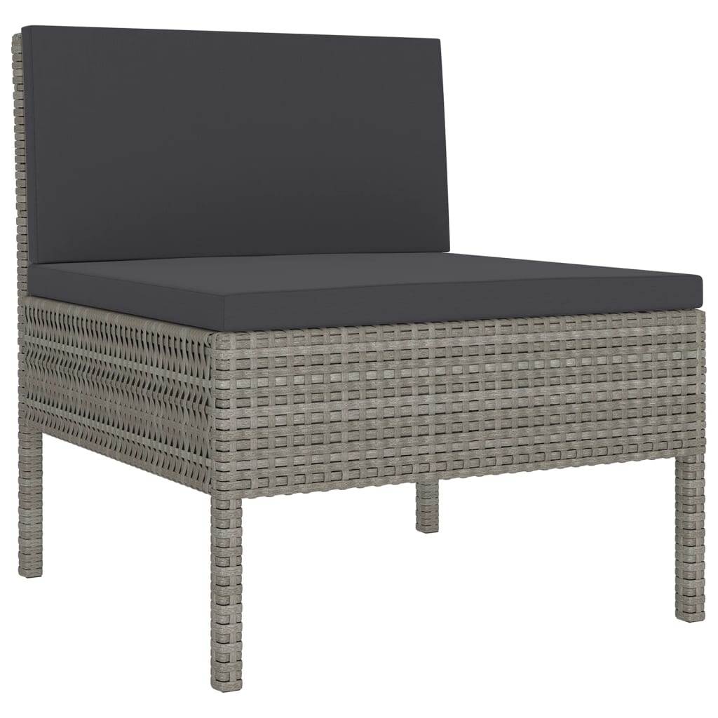 Salon de jardin 8 pcs avec coussins résine tressée gris