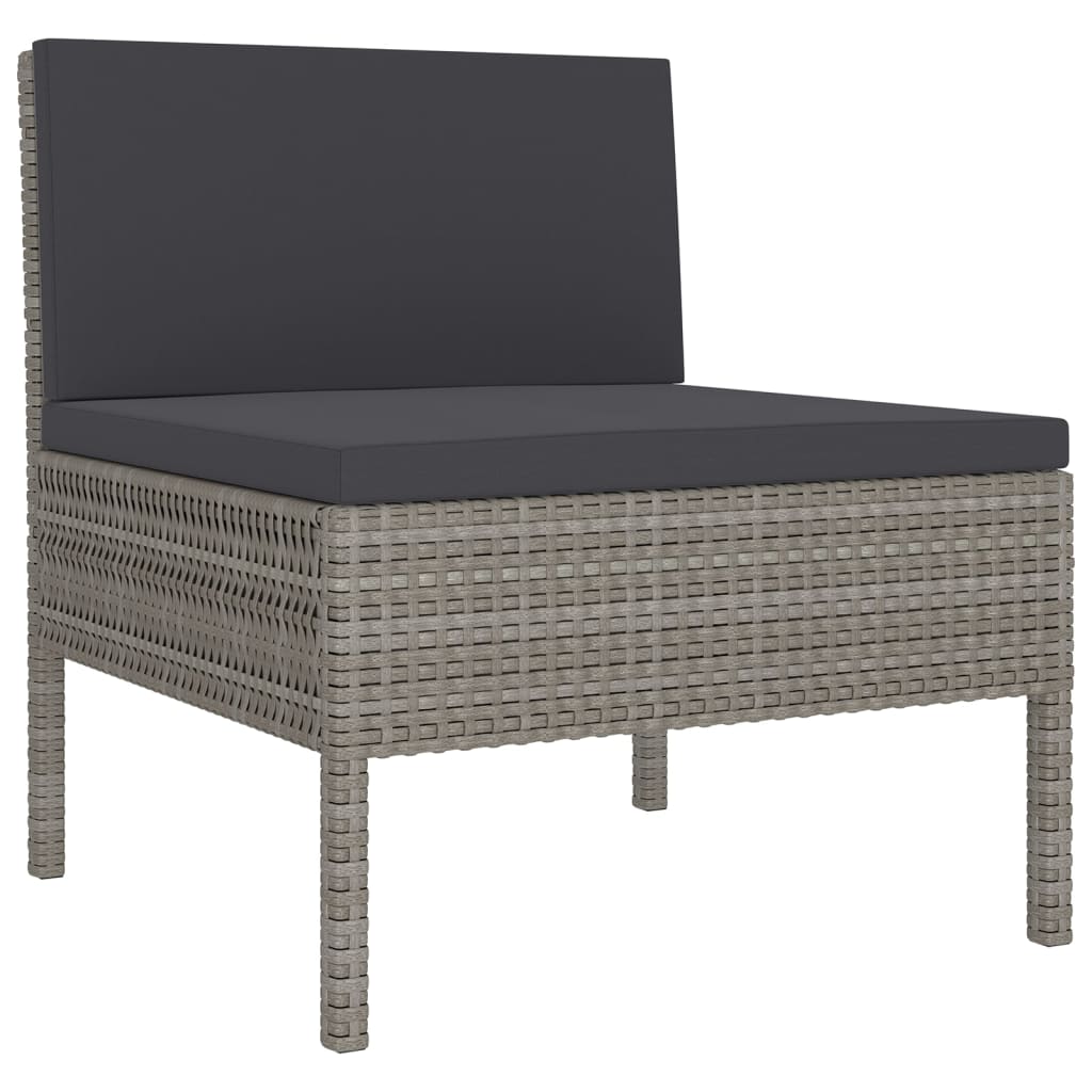 Salon de jardin 14 pcs avec coussins Résine tressée Gris
