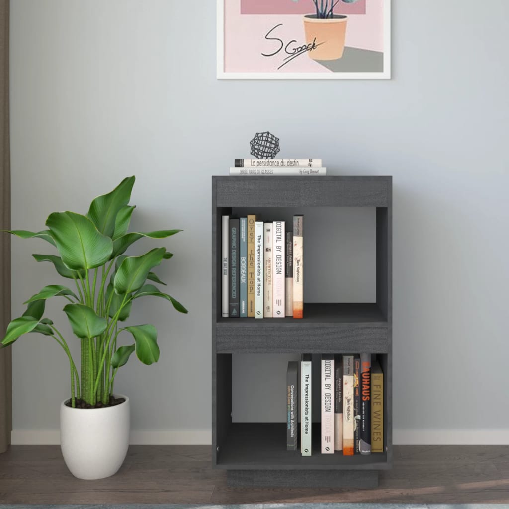 Bibliothèque Gris 40x35x71 cm Bois de pin massif - XIOS