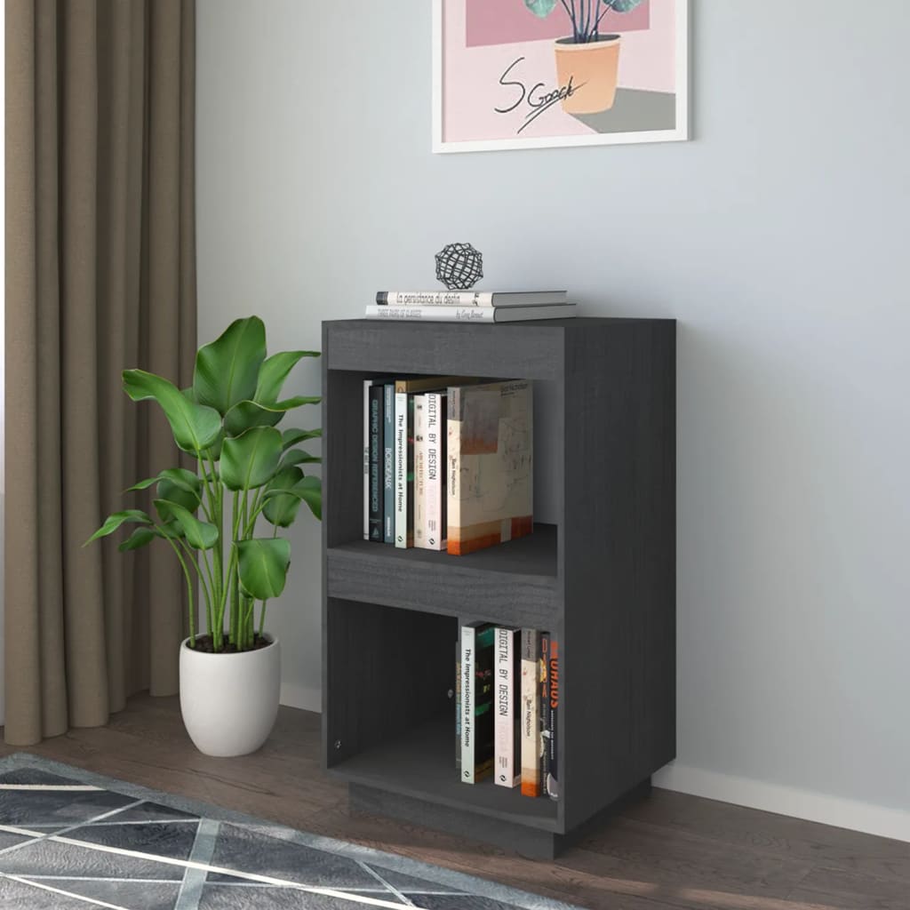 Bibliothèque Gris 40x35x71 cm Bois de pin massif - XIOS