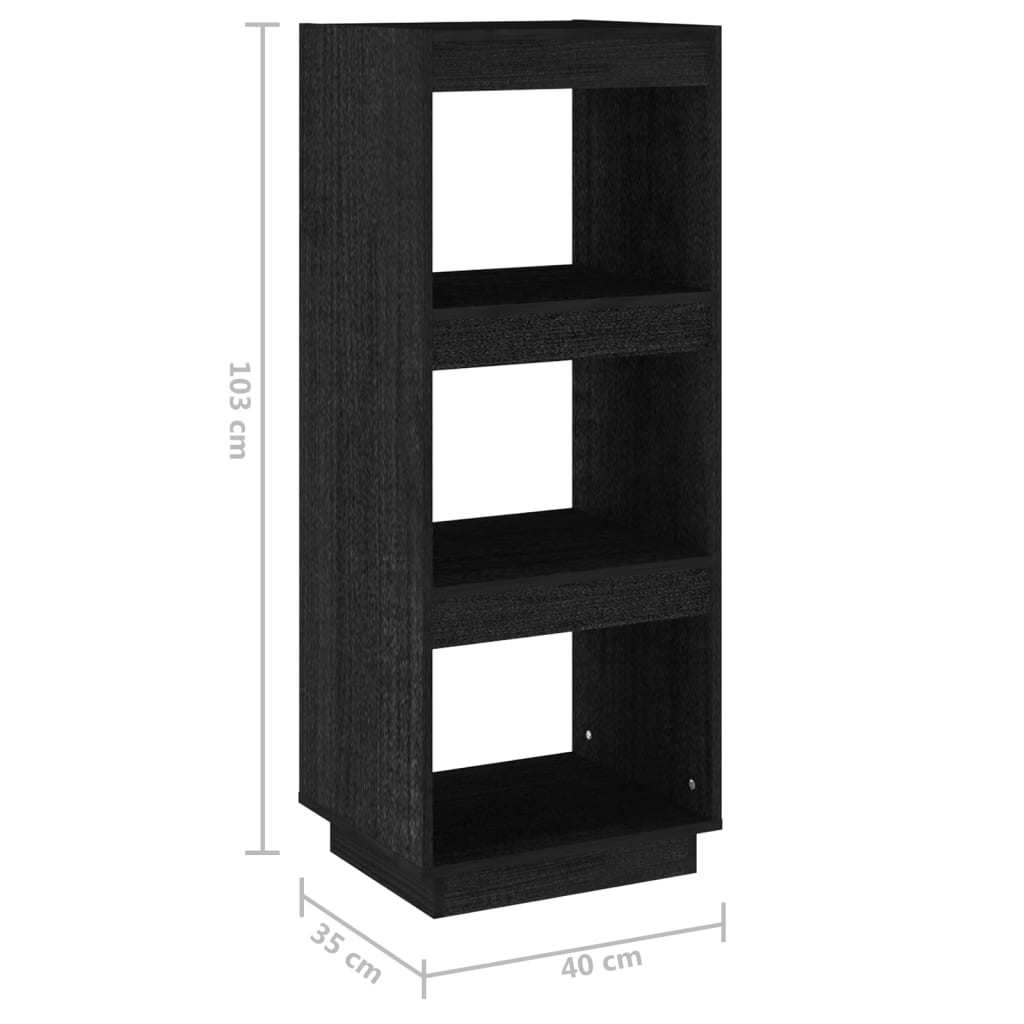 Bibliothèque/Séparateur de pièce noir 40x35x103 cm pin massif - XIOS