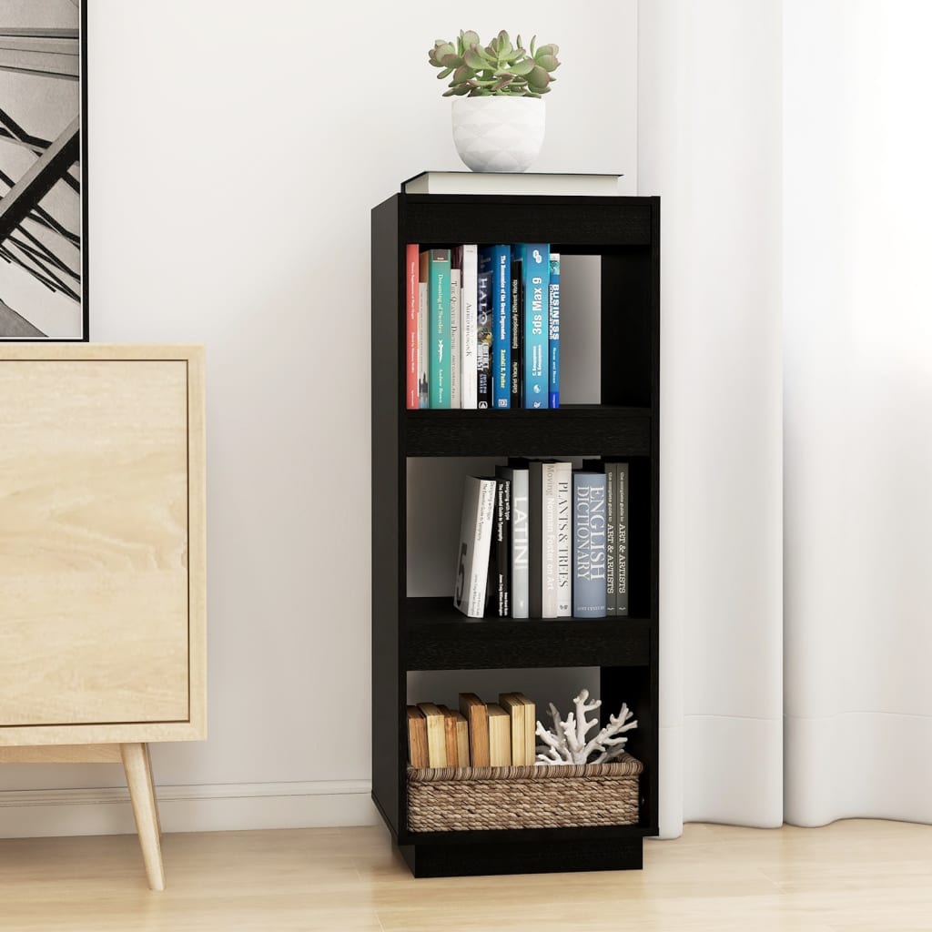 Bibliothèque/Séparateur de pièce noir 40x35x103 cm pin massif - XIOS