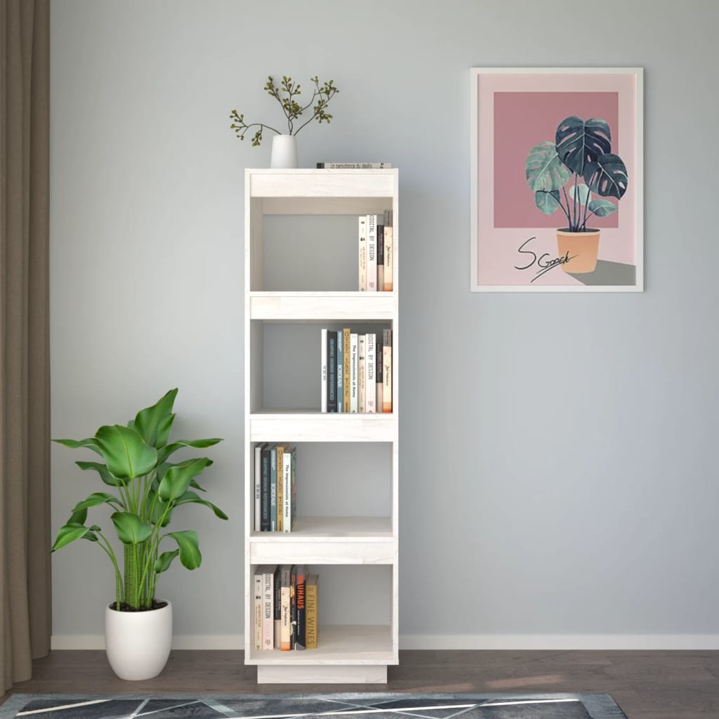 Bibliothèque/Séparateur de pièce Blanc 40x35x135 cm Pin massif - XIOS