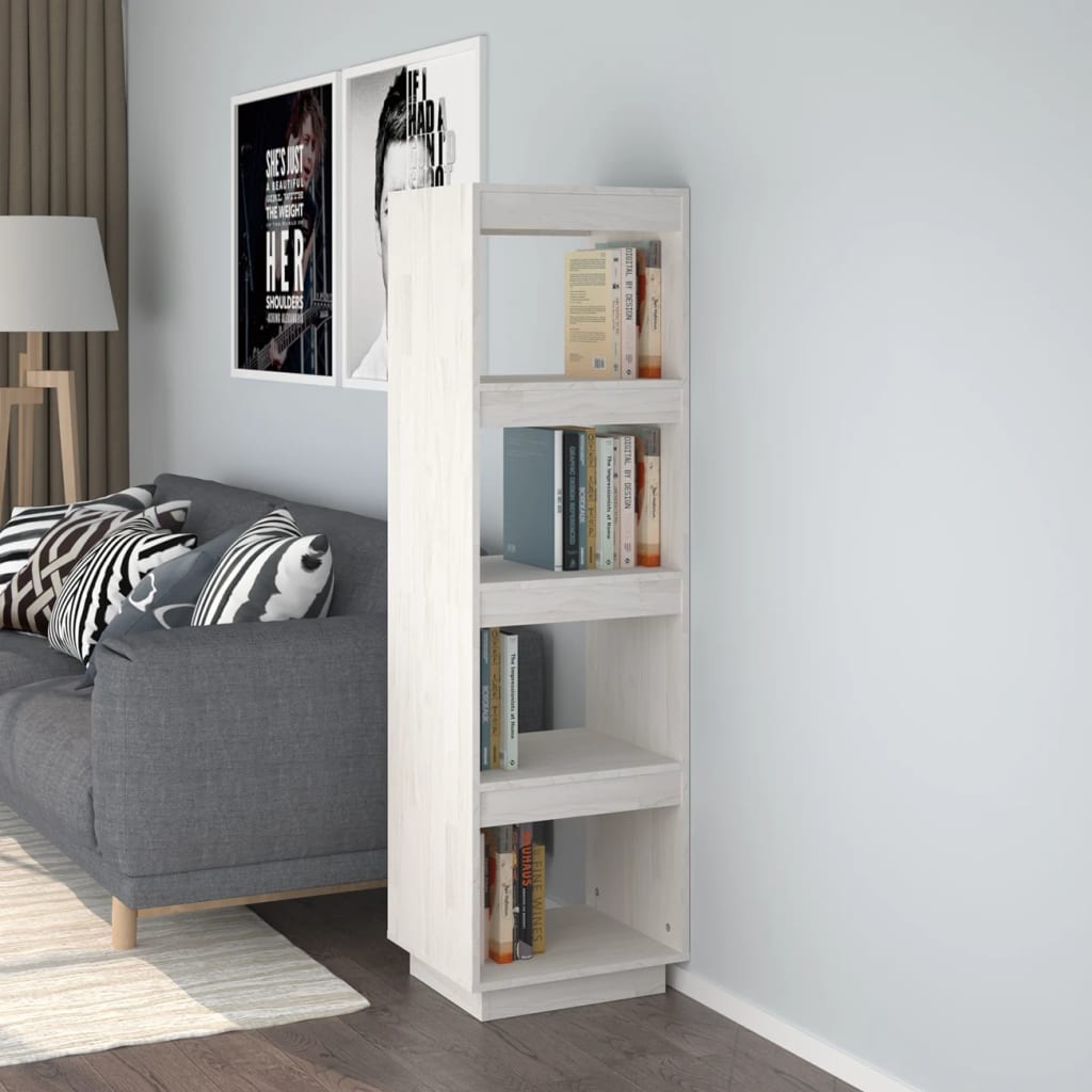Bibliothèque/Séparateur de pièce Blanc 40x35x135 cm Pin massif - XIOS