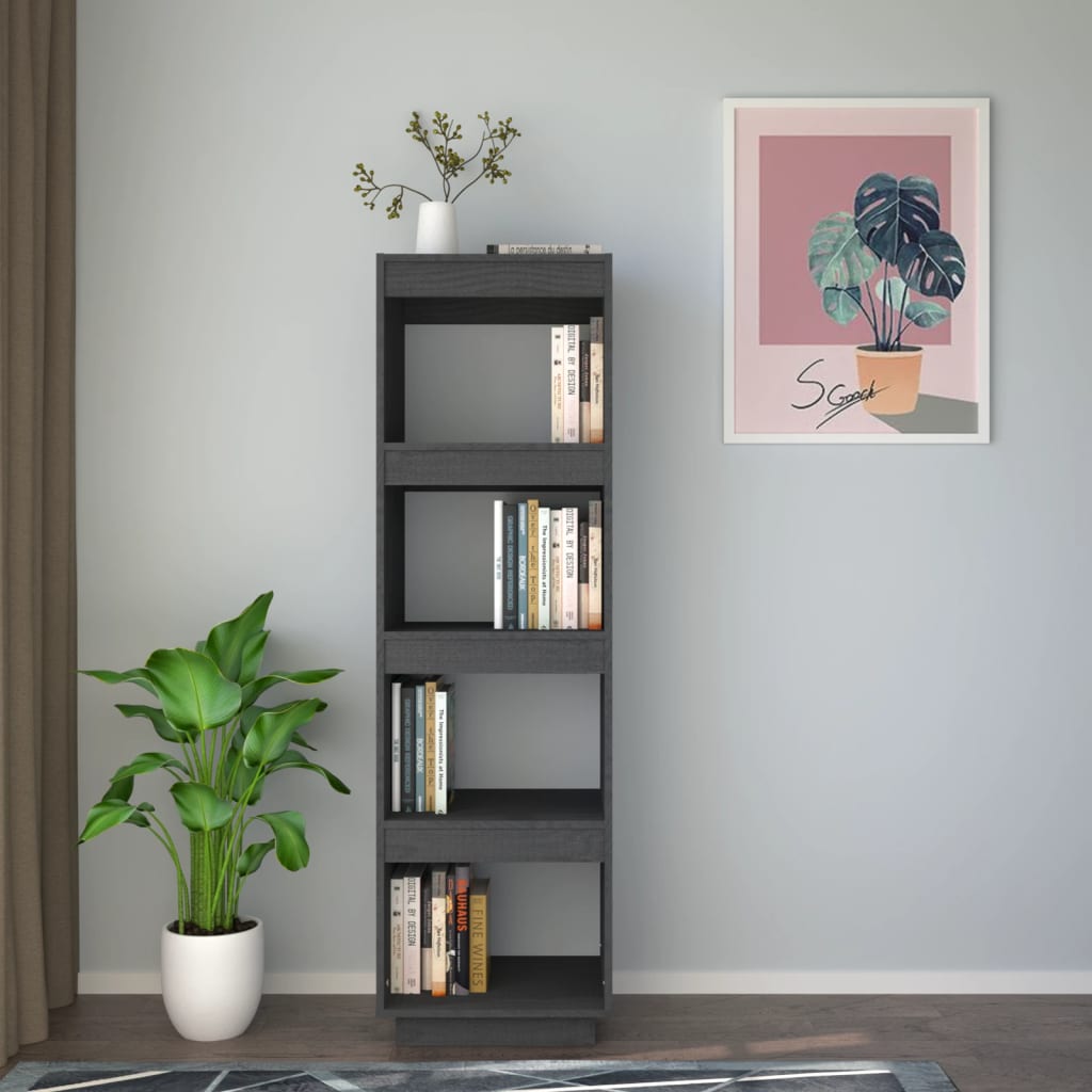 Bibliothèque/Séparateur de pièce gris 40x35x135 cm pin massif - XIOS