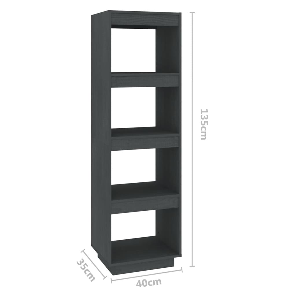 Bibliothèque/Séparateur de pièce gris 40x35x135 cm pin massif - XIOS