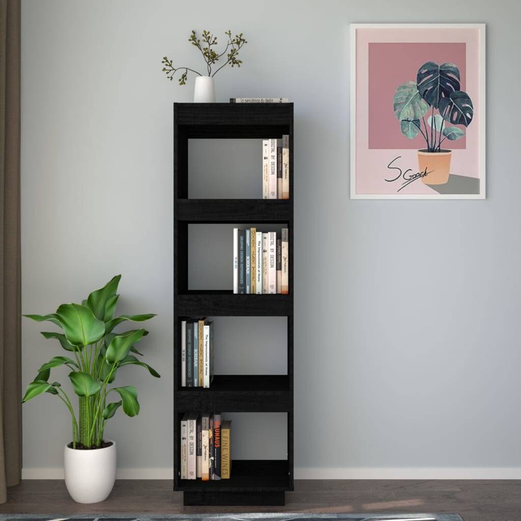 Bibliothèque/Séparateur de pièce Noir 40x35x135 cm Pin massif - XIOS