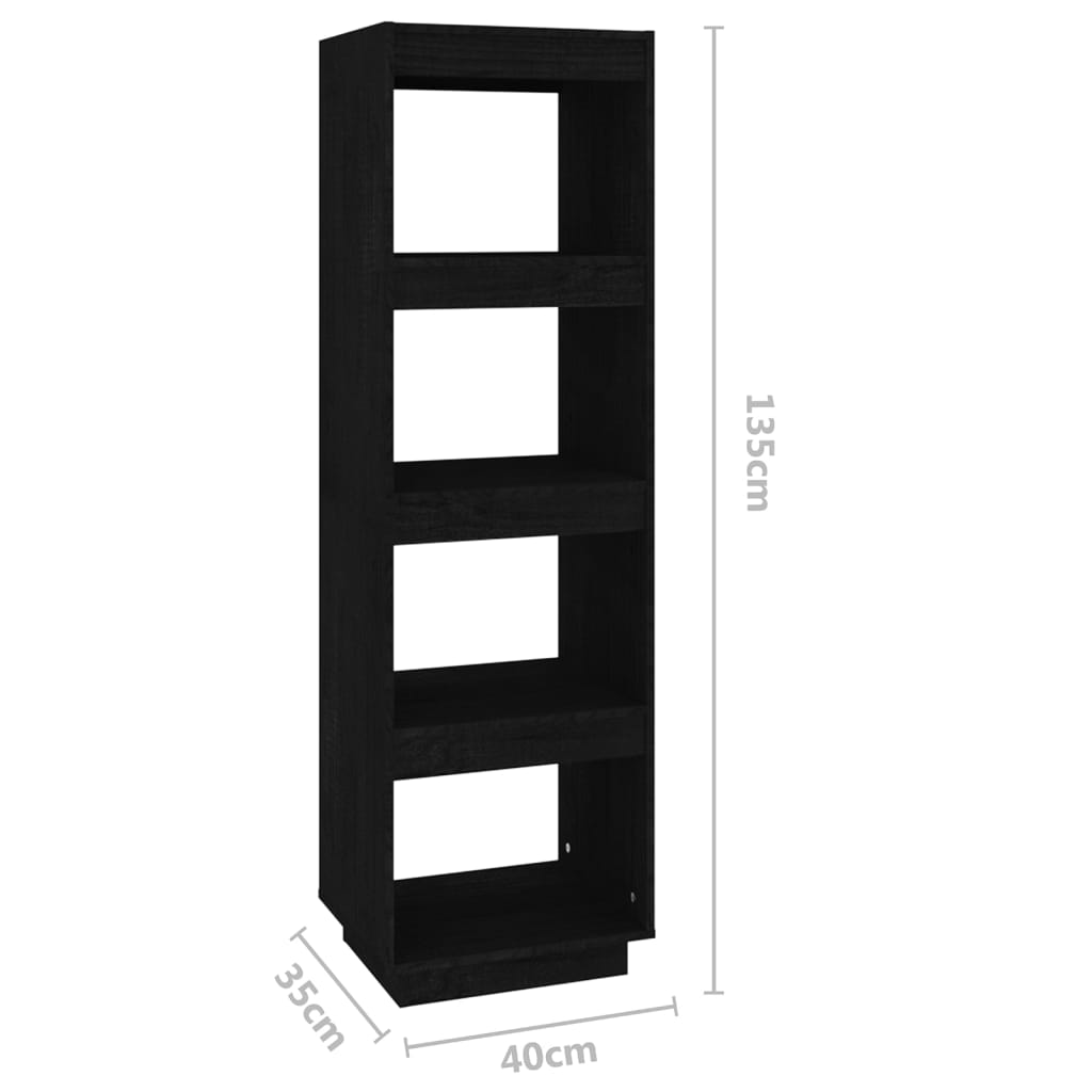 Bibliothèque/Séparateur de pièce Noir 40x35x135 cm Pin massif - XIOS