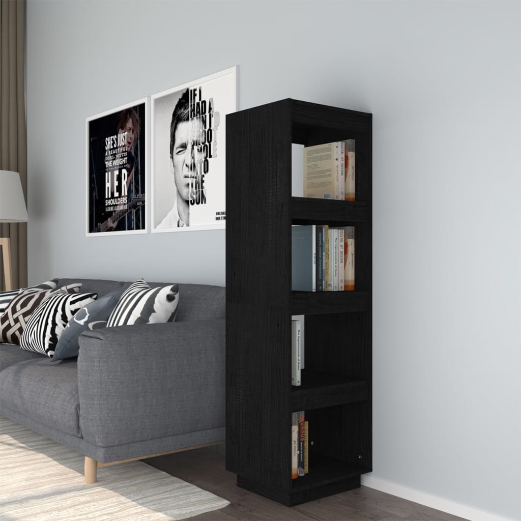 Bibliothèque/Séparateur de pièce Noir 40x35x135 cm Pin massif - XIOS