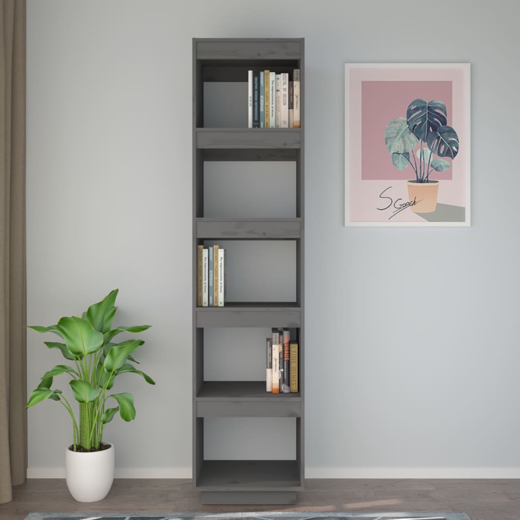 Bibliothèque/Séparateur de pièce Gris 40x35x167 cm Pin solide - XIOS