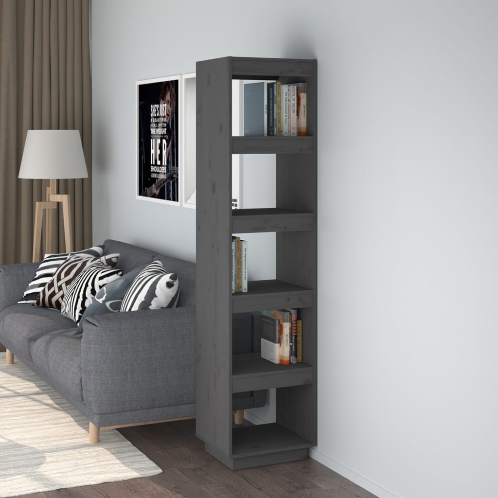Bibliothèque/Séparateur de pièce Gris 40x35x167 cm Pin solide - XIOS