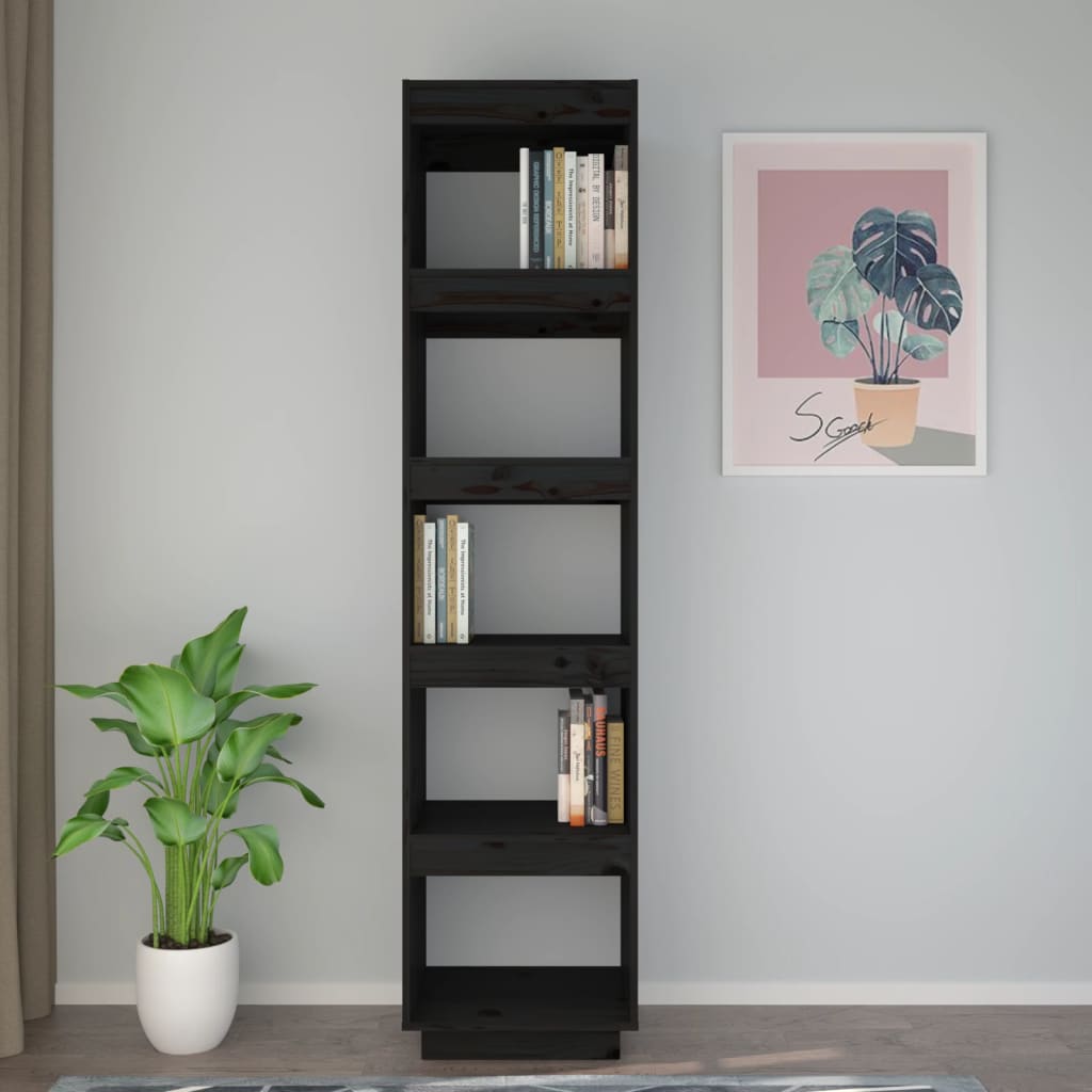 Bibliothèque/Séparateur de pièce Noir 40x35x167 cm Pin solide - XIOS