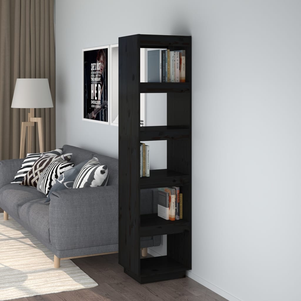 Bibliothèque/Séparateur de pièce Noir 40x35x167 cm Pin solide - XIOS