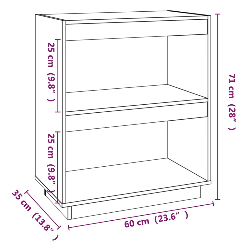 Bibliothèque 60x35x71 cm bois de pin massif - XIOS