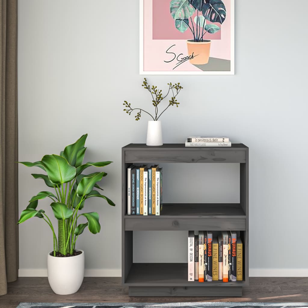 Bibliothèque Gris 60x35x71 cm Bois de pin massif - XIOS